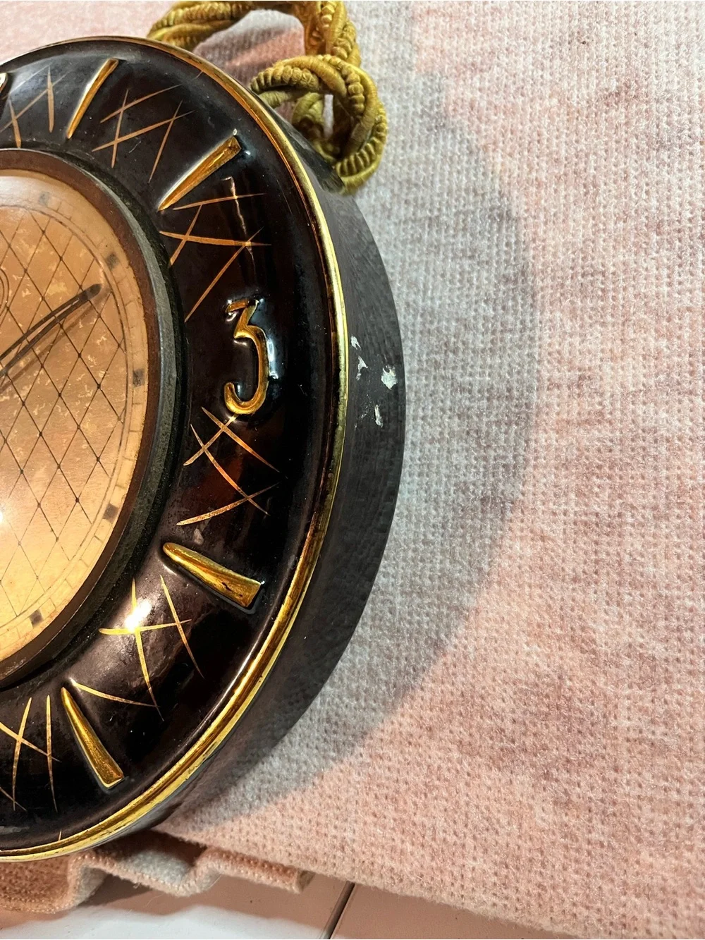 Vintage German Ceramic Black and Gold Wall Clock - Elegant Home Wall Decor